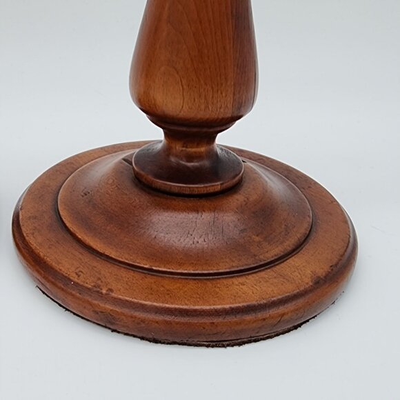 Vintage Wooden Candlestick Holder Large Smooth Design Pair Set of 2 12" - Picture 4 of 12